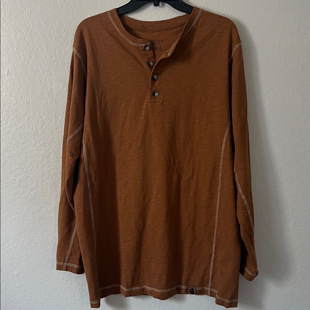 Legendary Whitetails Men's Mustard Henley Shirt in Size LT